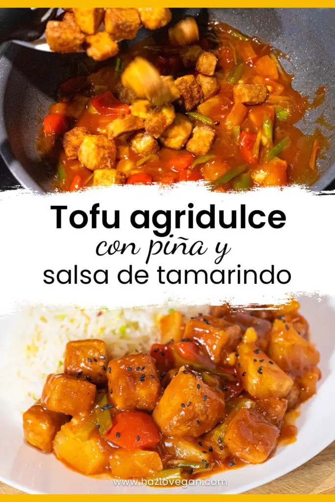 Pin Tofu agridulce con piña y salsa de tamarindo