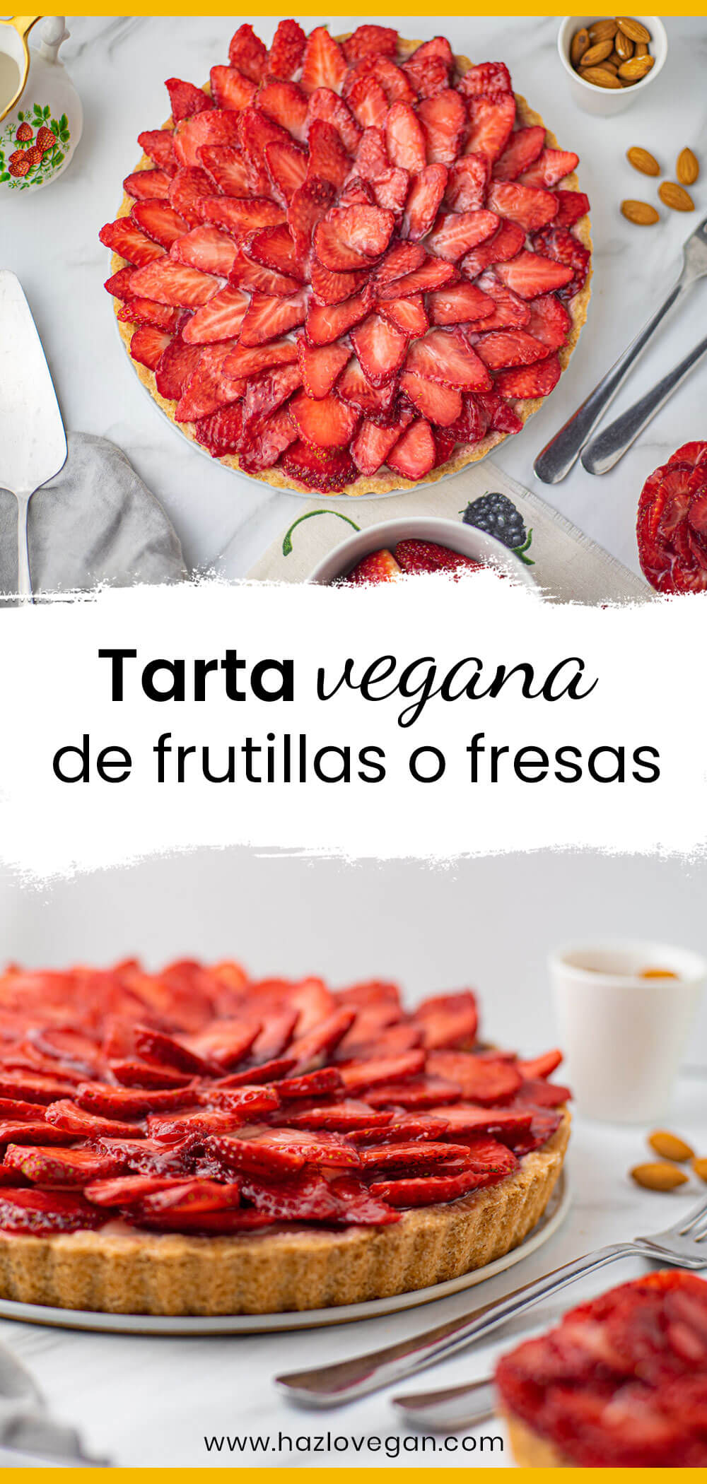 Pin tarta vegana de frutillas - Hazlo Vegan