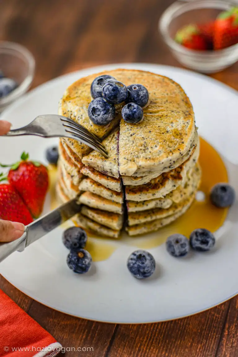 Idea para servir Pancakes veganos proteicos de arándano sin grasa - Hazlo Vegan